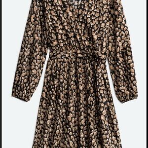 Kaileigh Black and Tan Patterned Dress